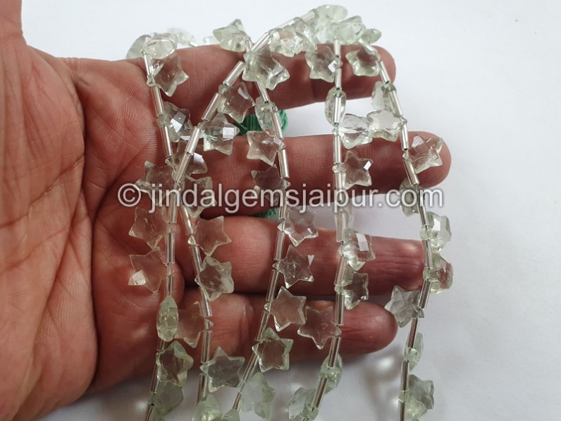 Green Amethyst Faceted Star Beads