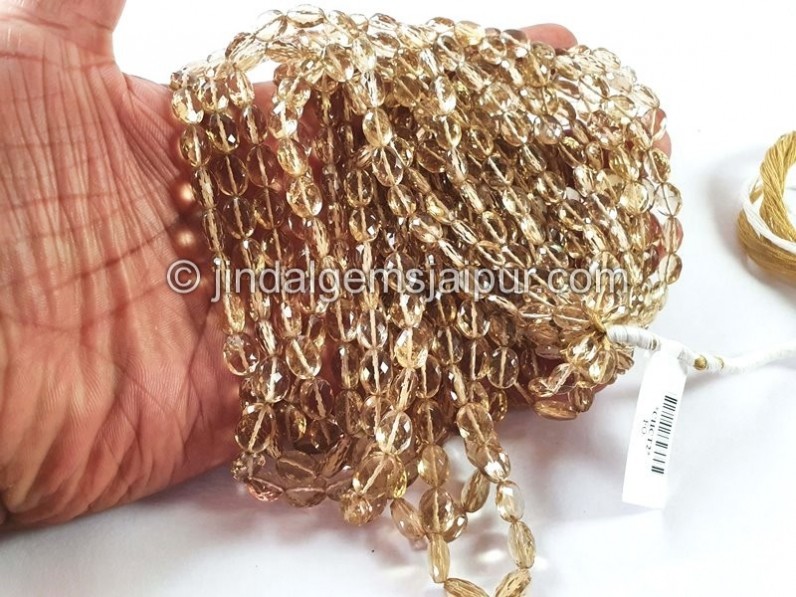 Champagne Citrine Faceted Oval Beads