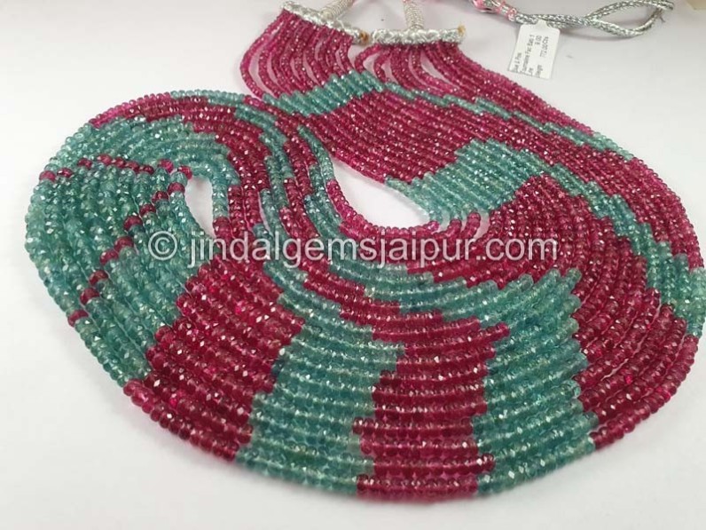 Blue Pink Tourmaline Smooth Roundelle Shape Beads