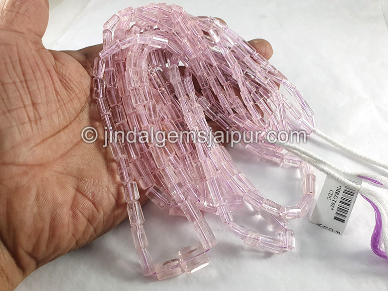 Pink Morganite Step Cut Pipe Shape Beads