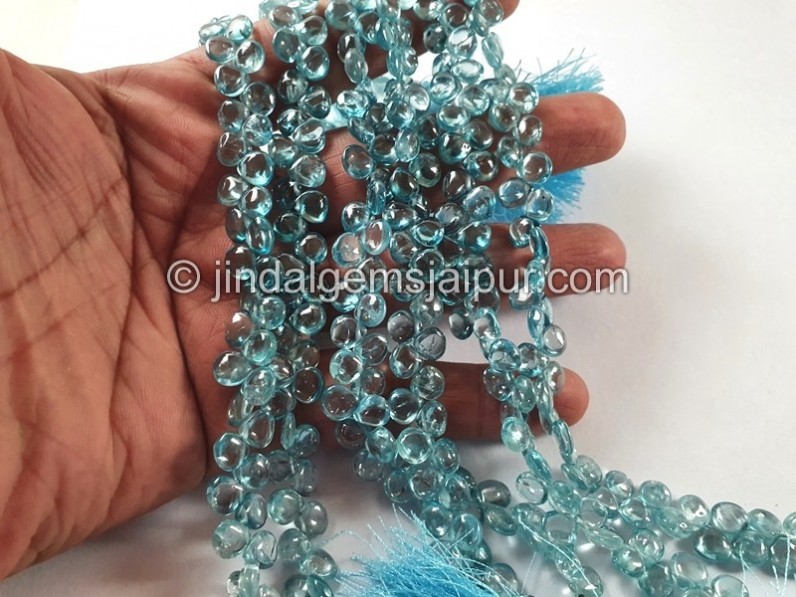 Blue Zircon Smooth Heart Shape Beads