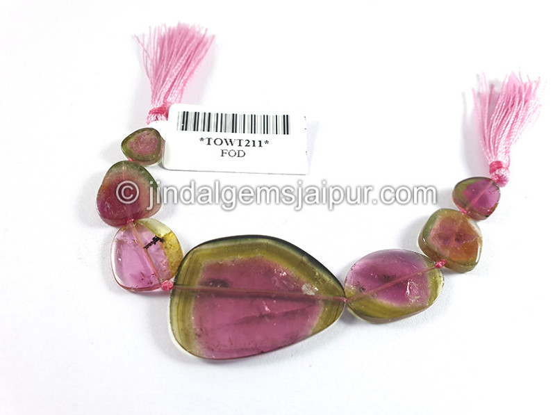 Watermelon Tourmaline Smooth Slices Beads