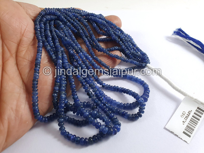 Blue Sapphire Burma Smooth Roundelle Shape Beads