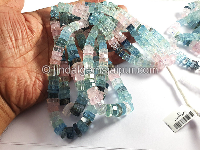 Multi Aquamarine Cut Bolt Shape Big Beads