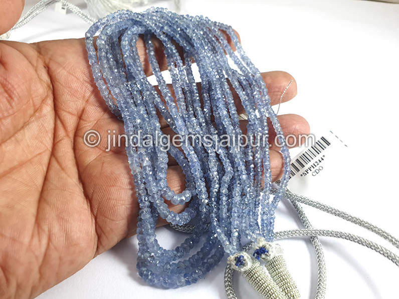 Blue Sapphire Burma Faceted Roundelle Shape Beads