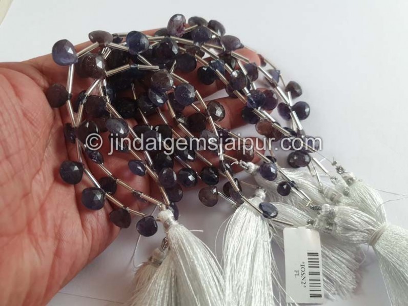 Iolite Sunstone Faceted Heart Beads