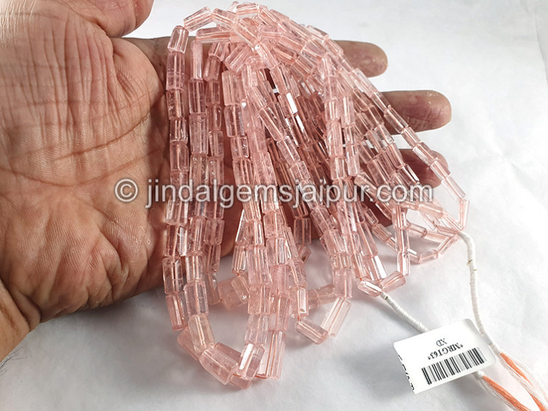 Peach Morganite Step Cut Pipe Shape Beads