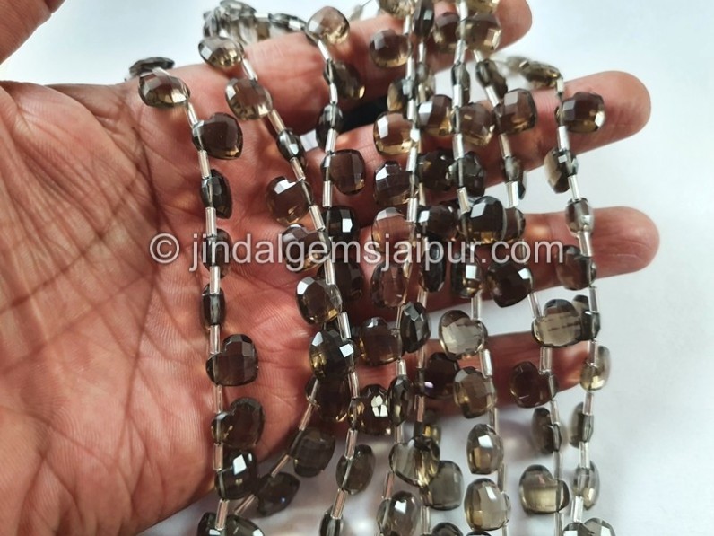 Smoky Quartz Faceted Fancy Heart Beads