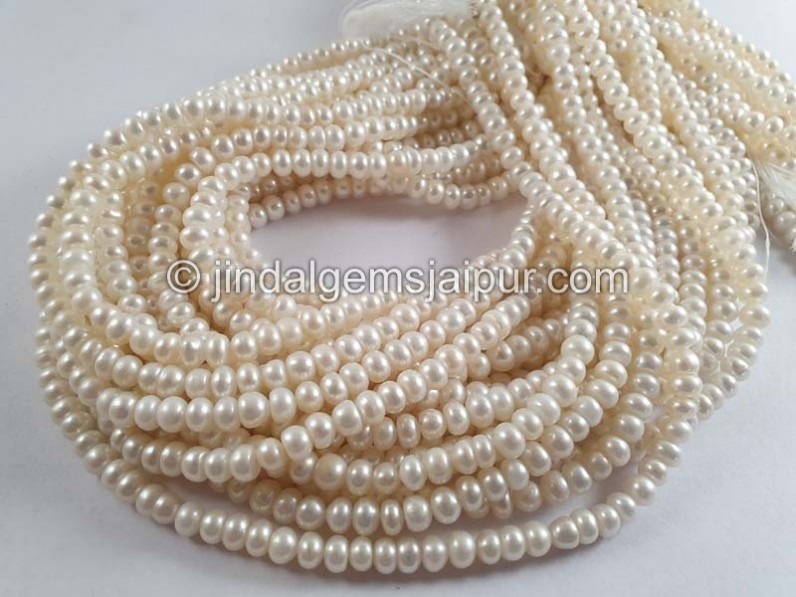 White Pearl Smooth Roundelle Beads