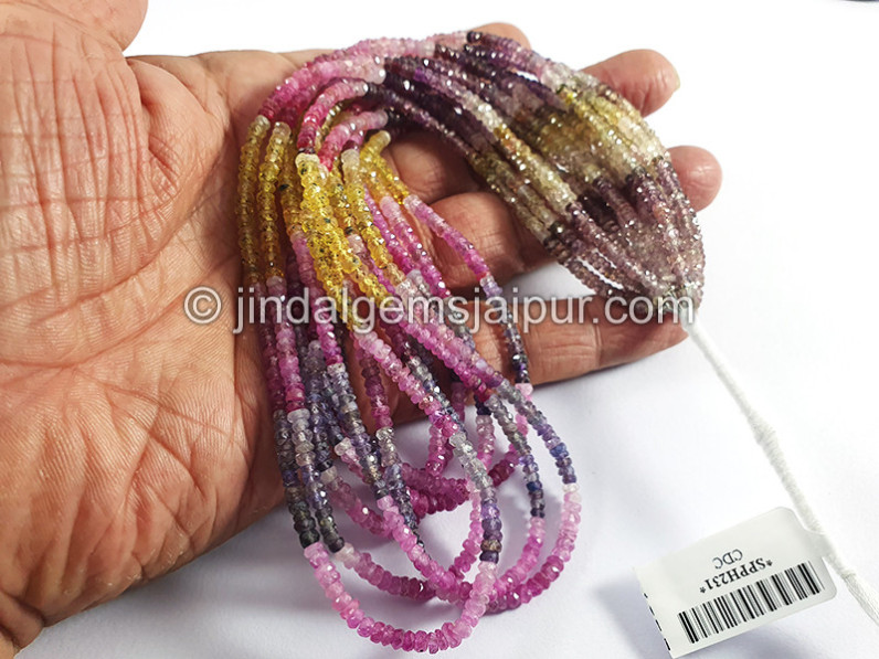 Multi Sapphire Faceted Roundelle Shape Beads