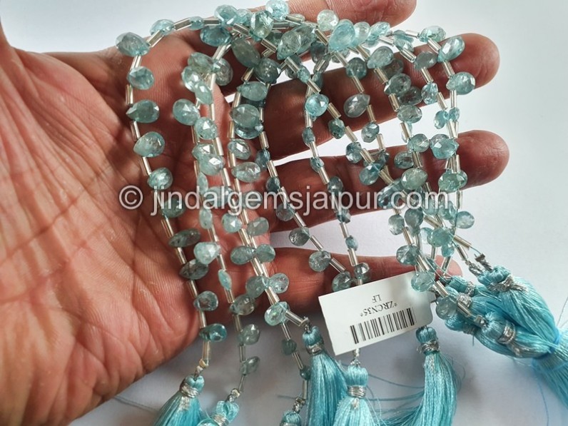 Blue Zircon Faceted Pear Shape Beads