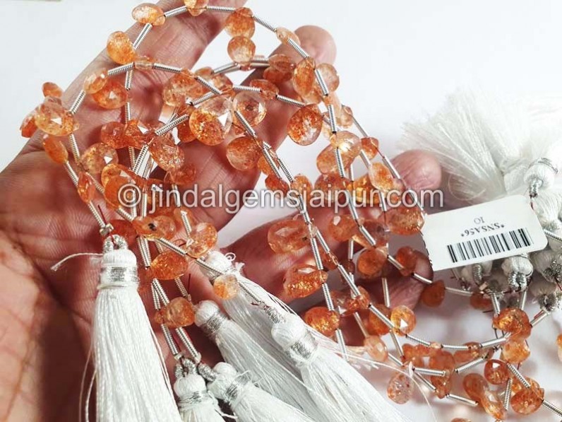 Sunstone Faceted Pear Shape Beads