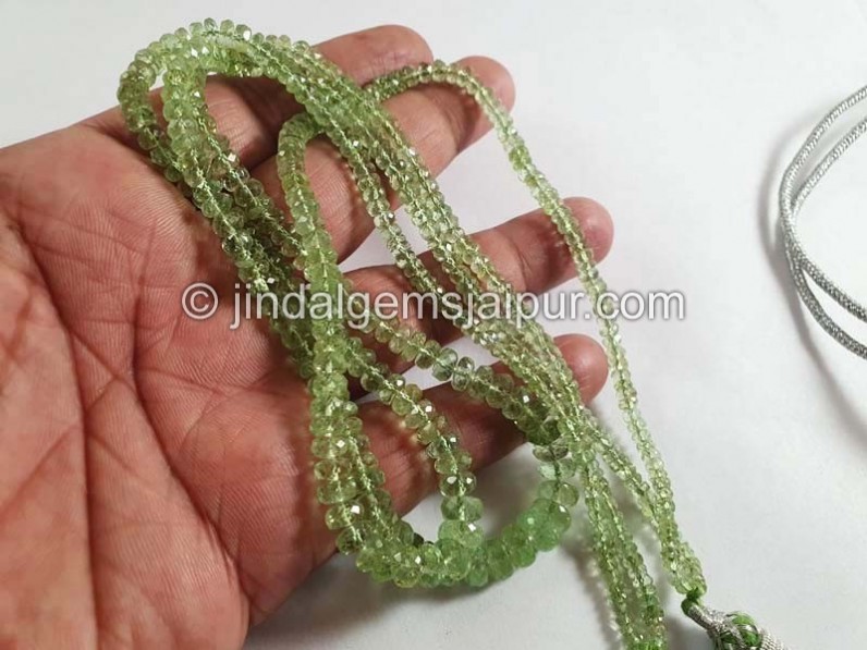 Light Basil Green Tourmaline Faceted Roundelle Beads