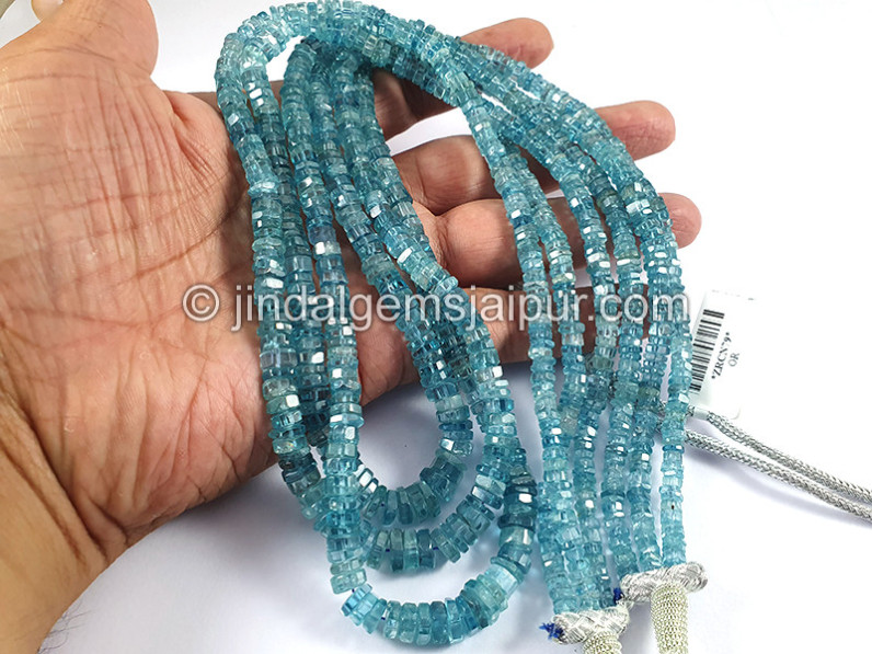 Blue Zircon Step Cut Bolt Shape Beads