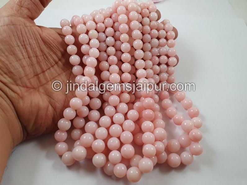 Pink Opal Far Smooth Round Beads