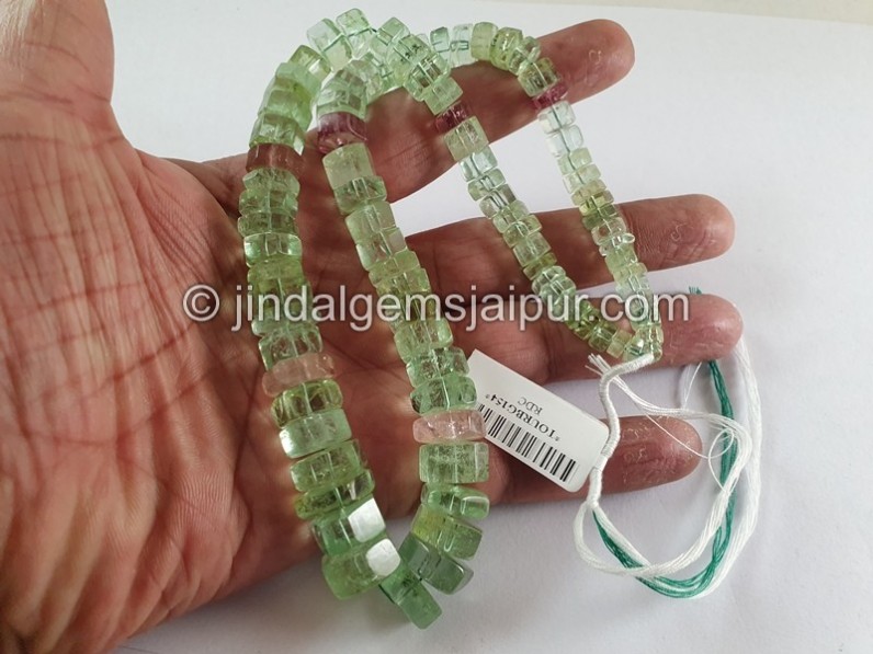 Mint Green Tourmaline Step Cut Bolt Beads