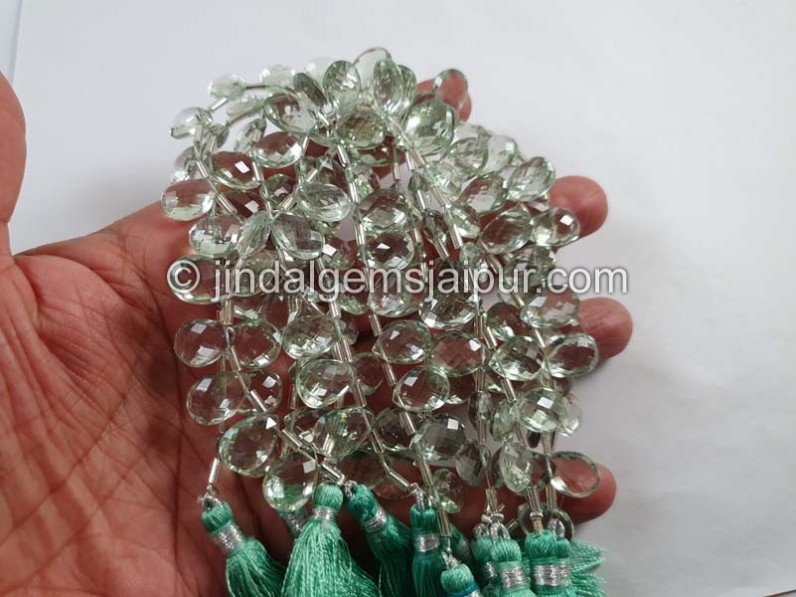 Green Amethyst Big Faceted Pear Beads
