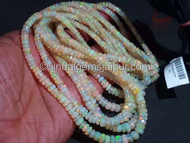 Yellow Ethiopian Opal Faceted Roundelle Shape Beads