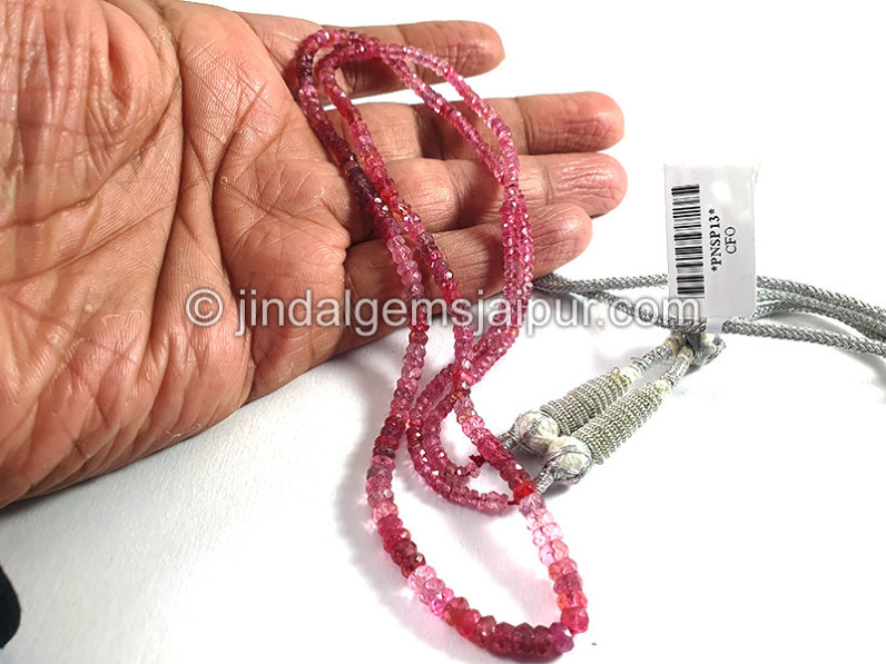 Pink Spinal Shaded Faceted Roundelle Shape Beads