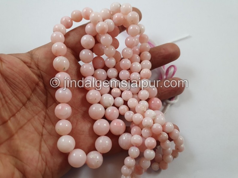 Pink Opal Far Smooth Round Beads