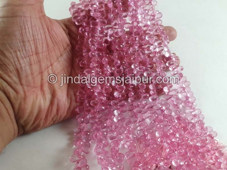 Pink Topaz Faceted Drops Beads