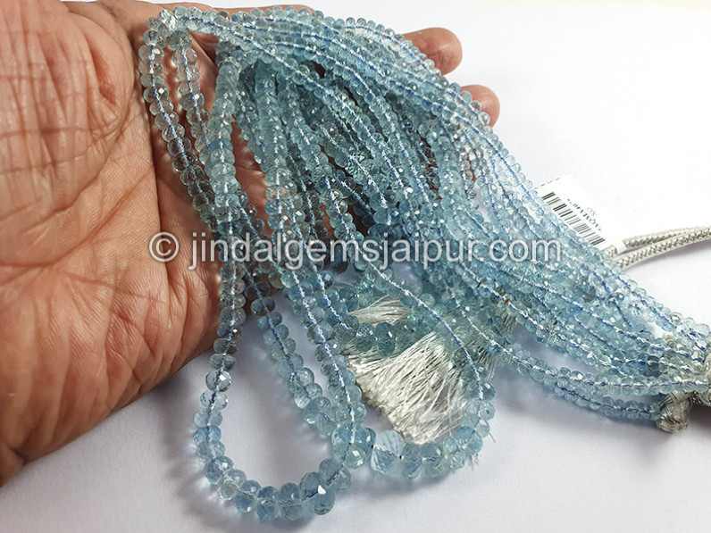 Aquamarine Faceted Roundelle Shape Beads