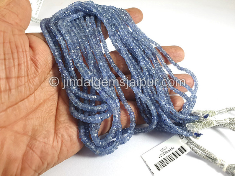 Blue Sapphire Burma Faceted Roundelle Shape Beads