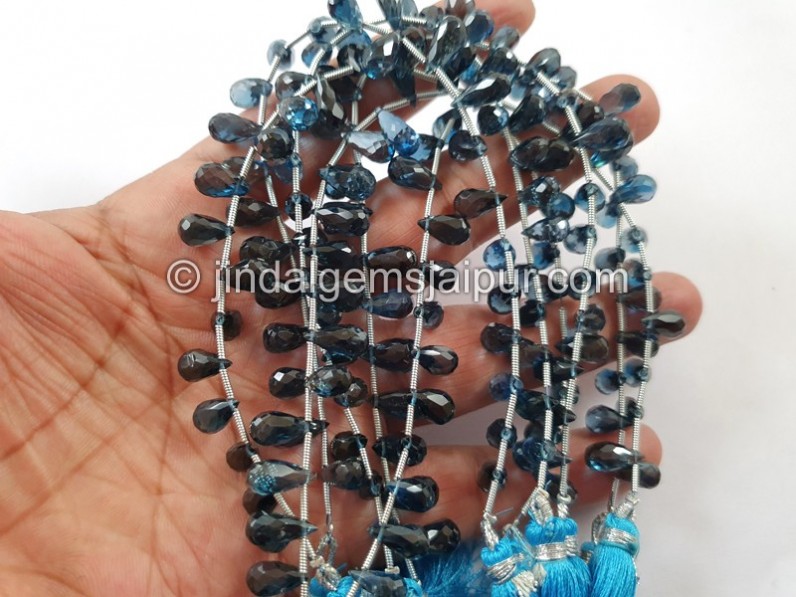 London Blue Topaz Faceted Long Drop Beads