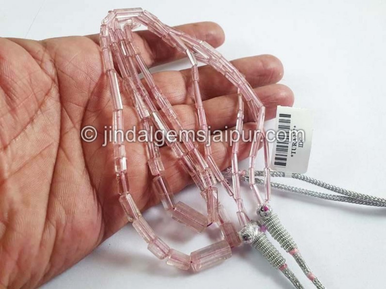 Baby Pink Tourmaline Step Cup Pipe Shape Beads