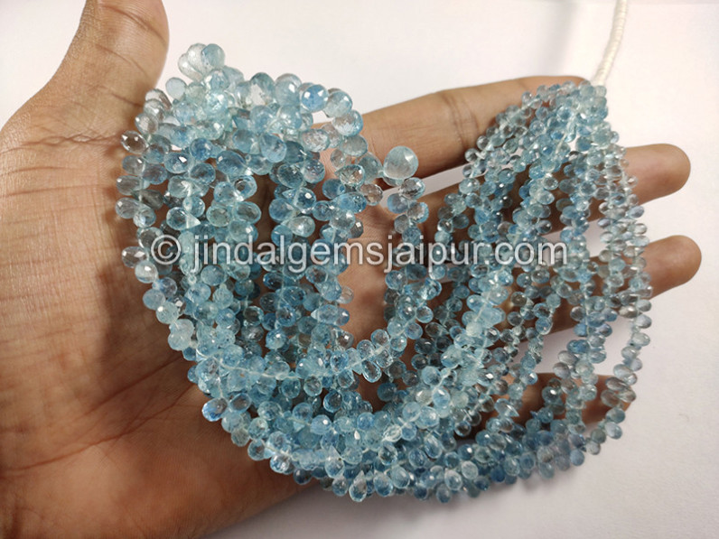 Santa Maria Aquamarine Faceted Drops Shape Beads