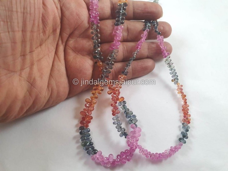 Natural Multi Sapphire Far Faceted Drop Beads