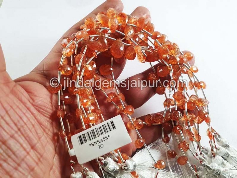 Sunstone Faceted Pear Shape Beads