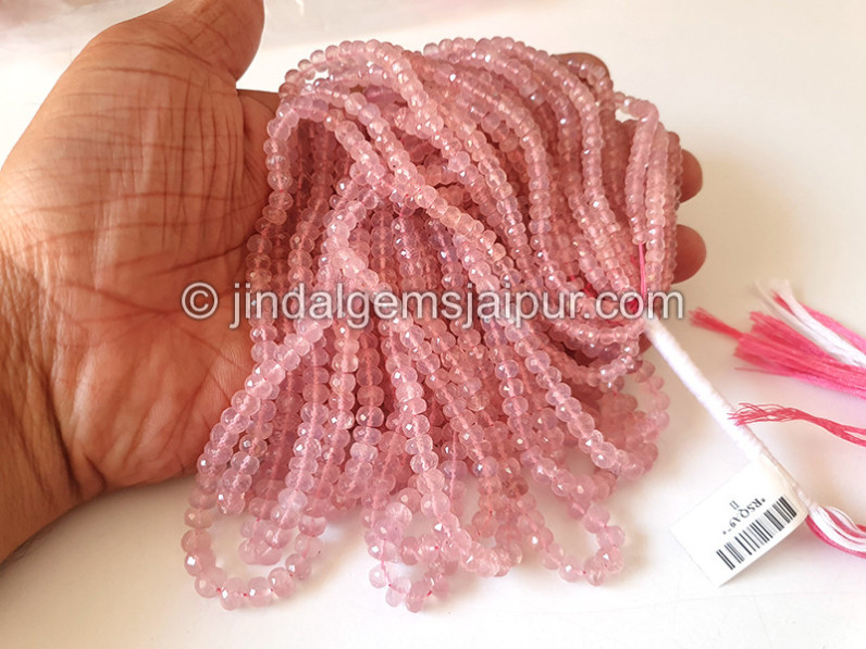 Rose Quartz Faceted Roundelle Shape Beads