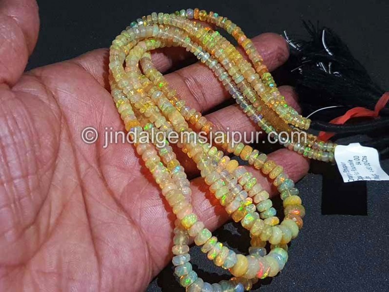 Orange Ethiopian Opal Faceted Roundelle Shape Beads