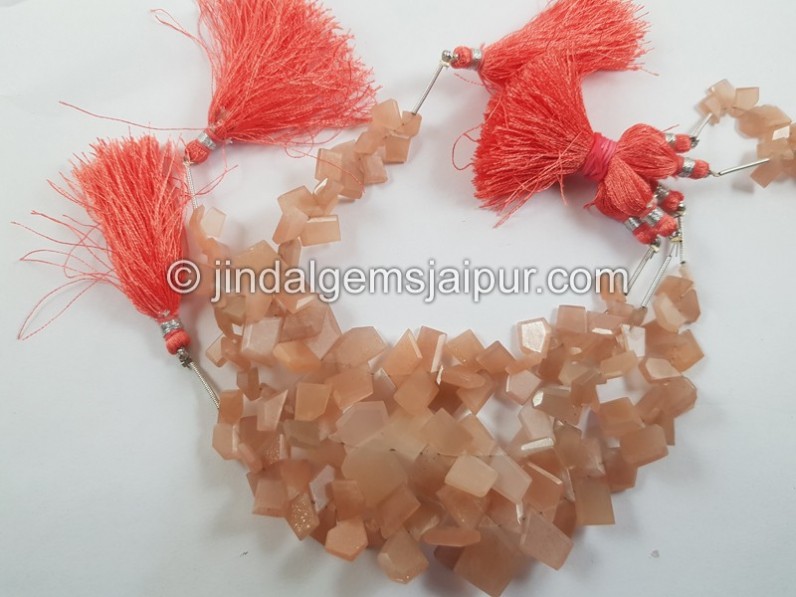 Peach Moonstone Flat Slice Cut Beads