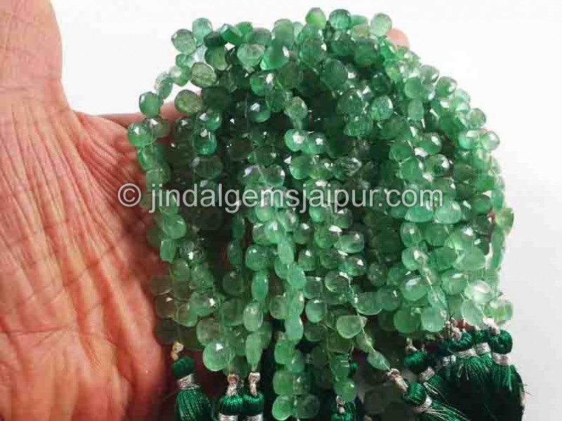 Green Strawberry Quartz Faceted Pear Beads