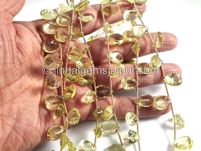 Lemon Quartz Concave Cut Pear Shape Beads