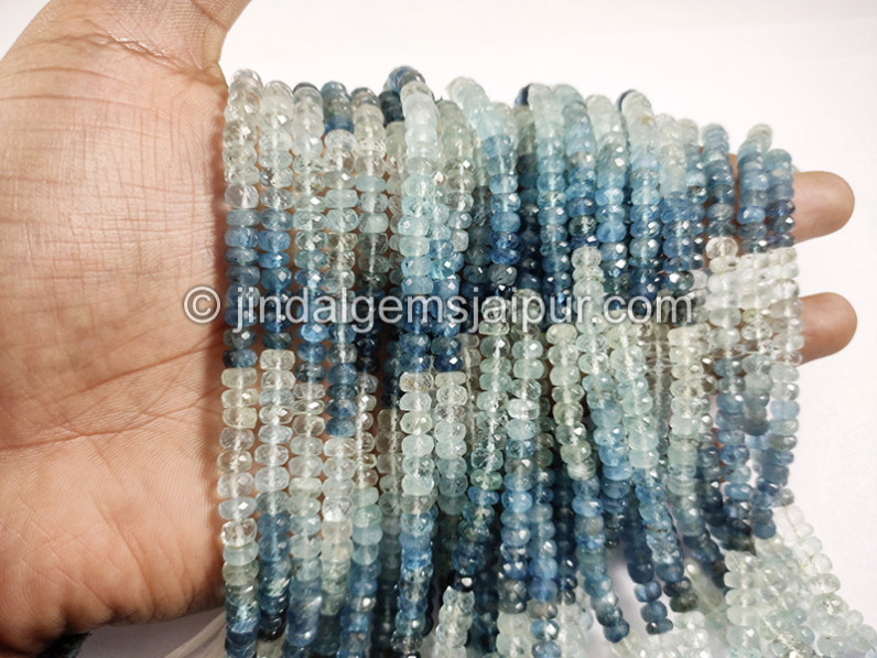 Santa Maria Aquamarine Shaded Faceted Roundelle Shape Big Beads