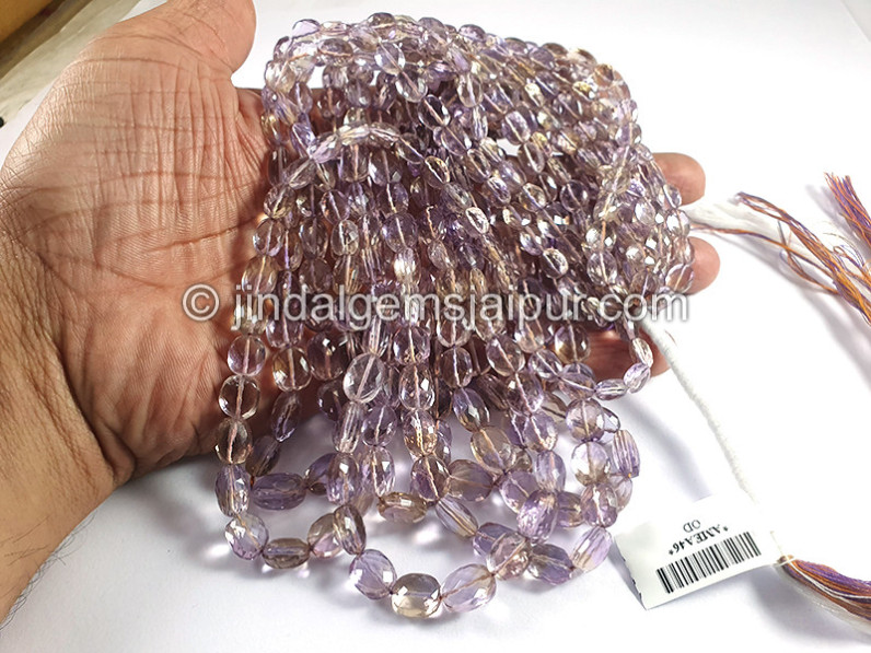 Ametrine Faceted Oval Shape Beads