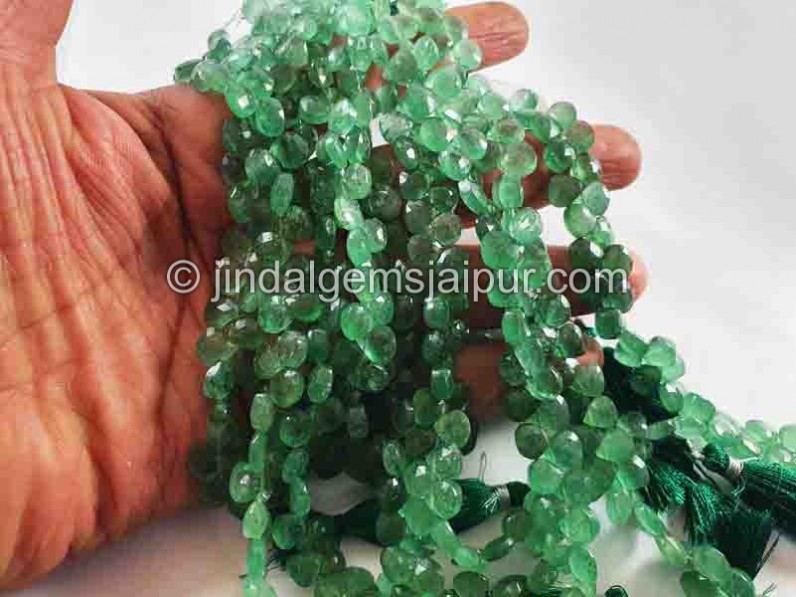 Green Strawberry Quartz Faceted Heart Beads