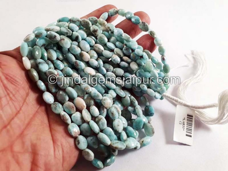 Larimar Faceted Oval Shape Beads