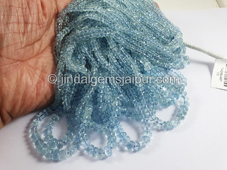 Aquamarine Faceted Roundelle Shape Beads