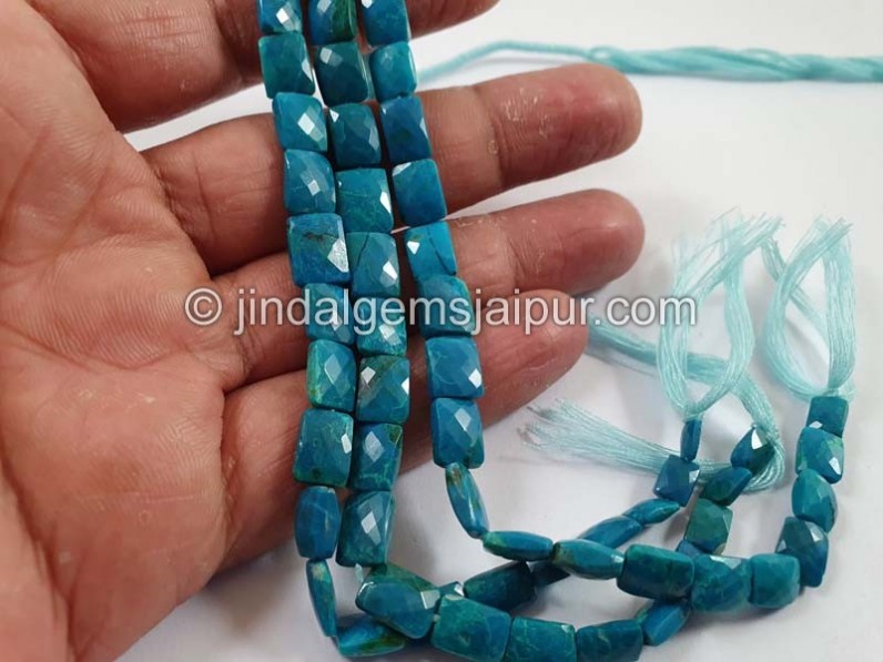 Deep Blue Chrysocolla Far Faceted Chicklet Beads