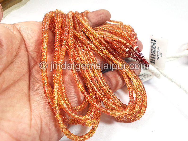 Orange Sapphire Smooth Roundelle Shape Beads