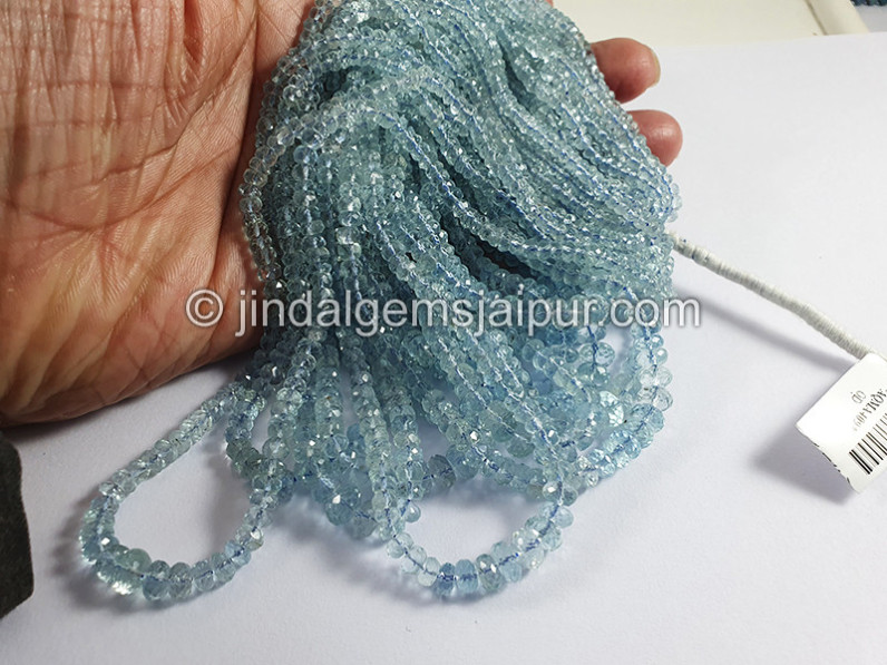 Aquamarine Faceted Roundelle Shape Beads