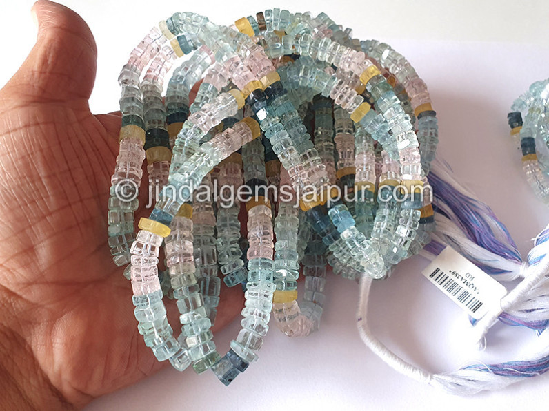 Multi Aquamarine Step Cut Bolt Shape Small Beads