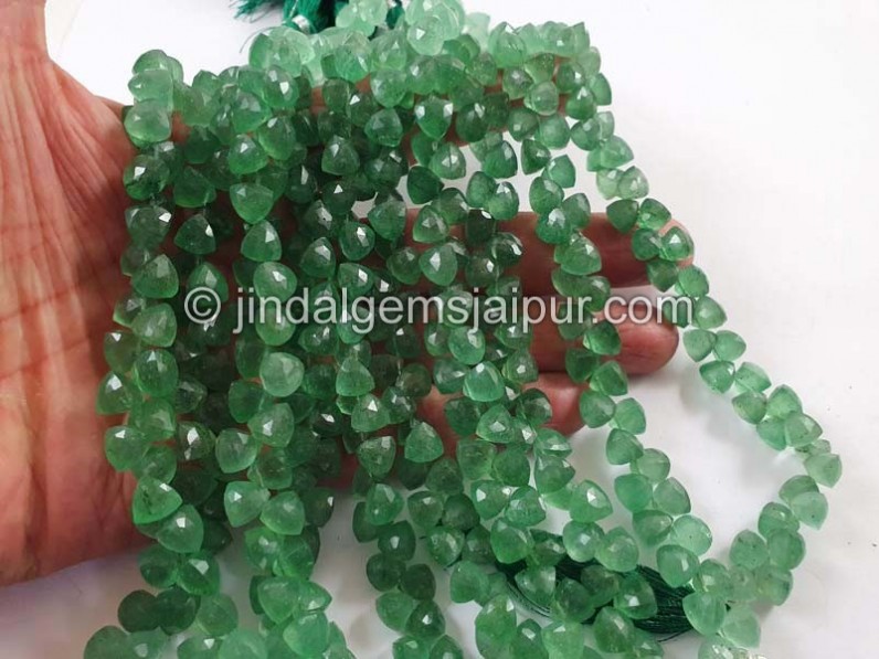 Green Strawberry Quartz Faceted Trillion Beads