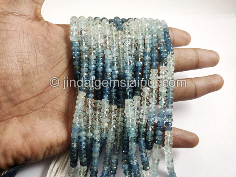 Santa Maria Aquamarine Shaded Faceted Roundelle Shape Beads