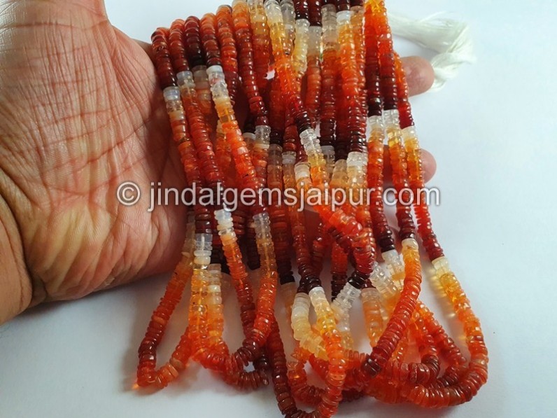 Fire Opal Smooth Tyre Beads