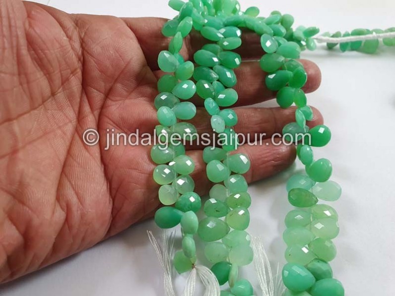 Chrysoprase Shaded Far Faceted Pear Beads